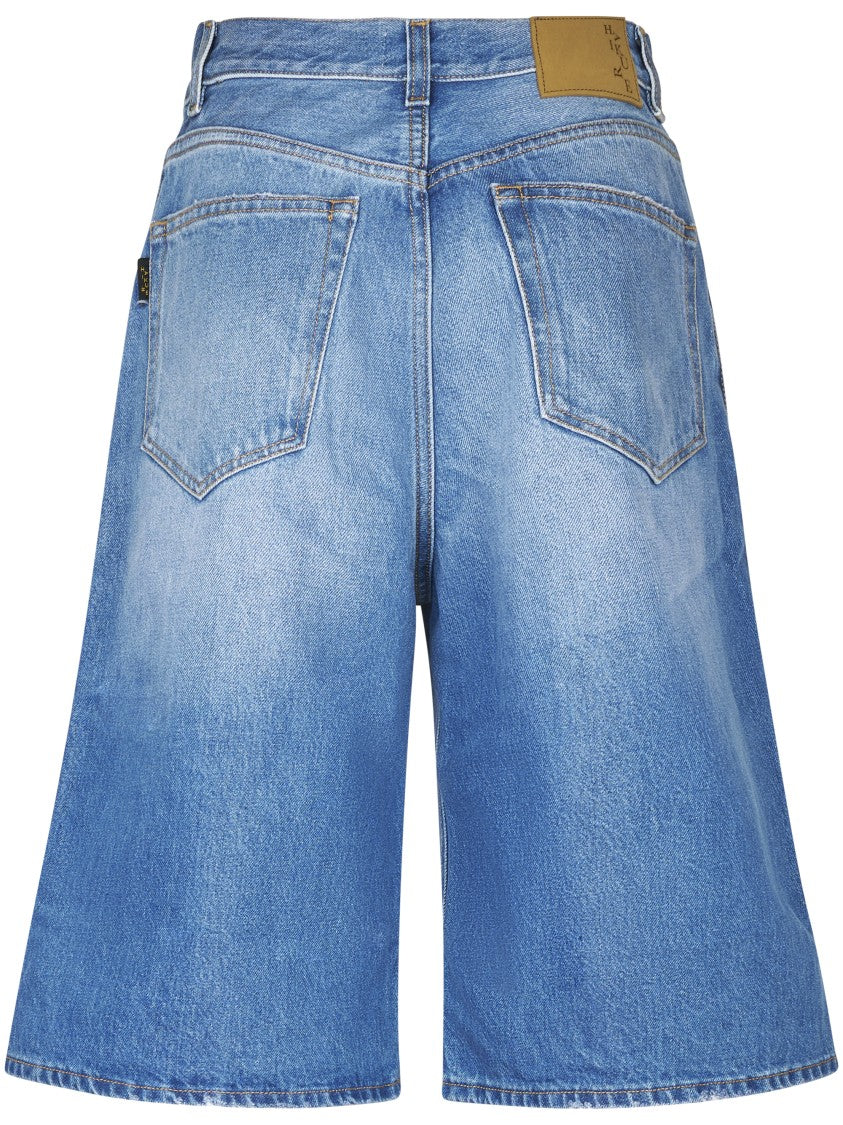 Haikure Medium Blue Denim Shorts With Classic Five-Pocket Design