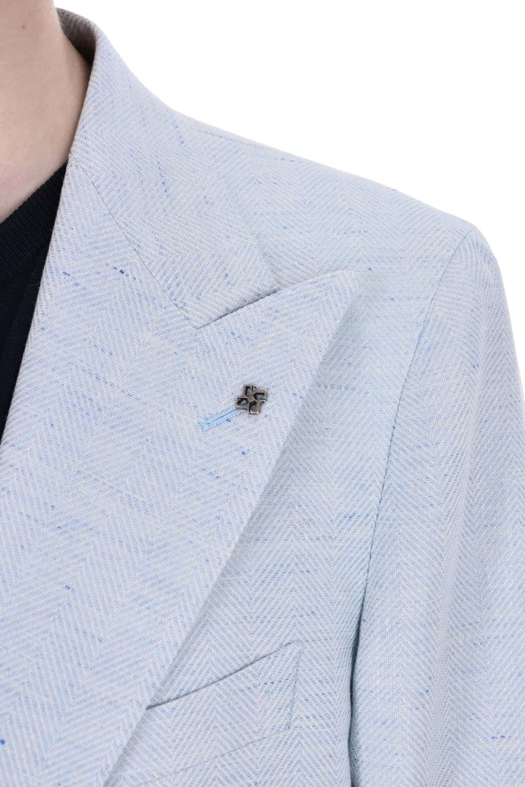 Tagliatore Pino Lerario Herringbone Linen-Cotton Blazer