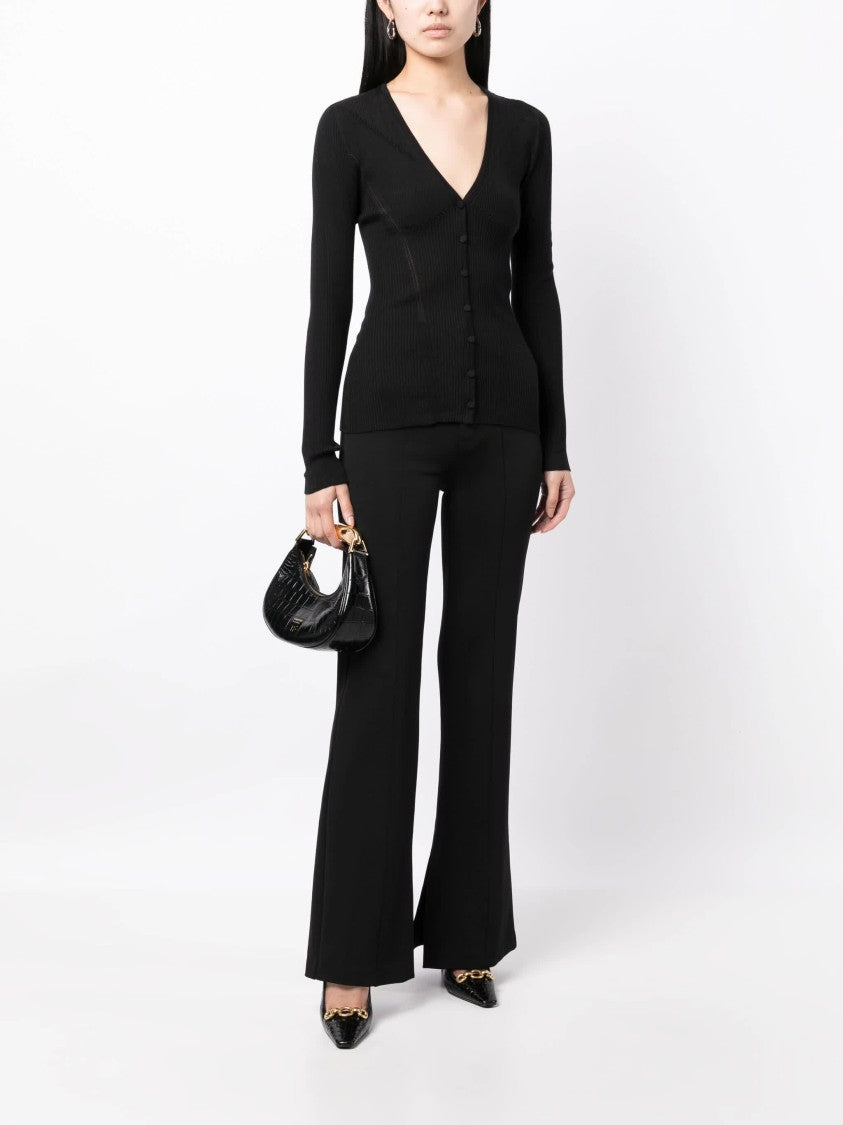 Lanvin Black Engineered Cardigan Ribbed Cashmere Cardigan