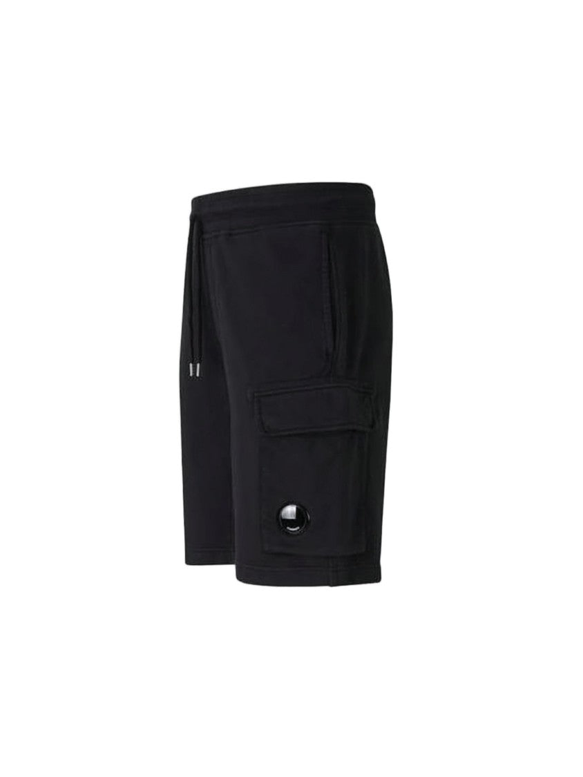 C.P. Company Minimalist Black Shorts With Distinctive Logo Patch