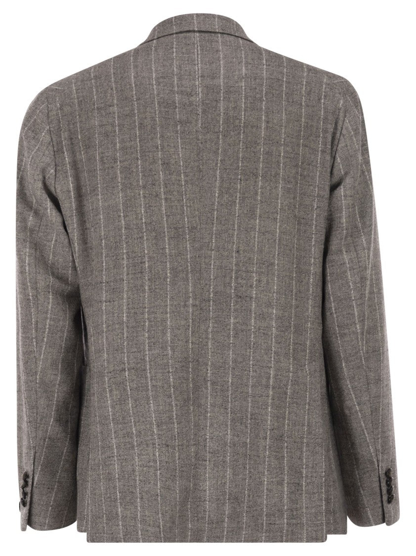 Tagliatore Double-Breasted Jacket In Alpaca And Linen