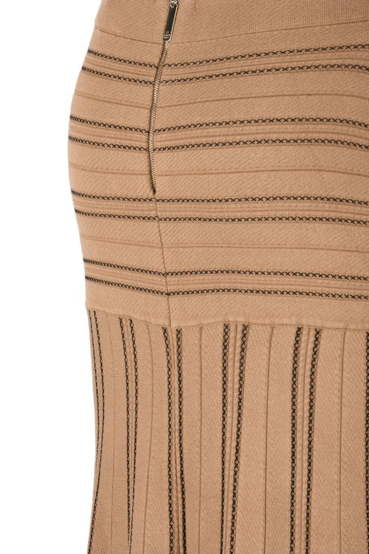 Elisabetta Franchi Long Knit Skirt - Beige