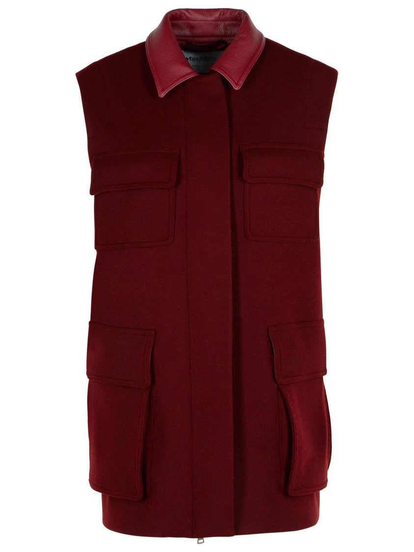 Max Mara Aeroso 1234' Long Vest In Wool/Alpaca And Cherry Cachemire