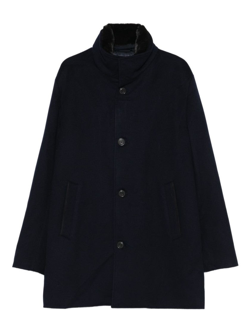 Paul & Shark Refined Black Coat With High Stand Collar