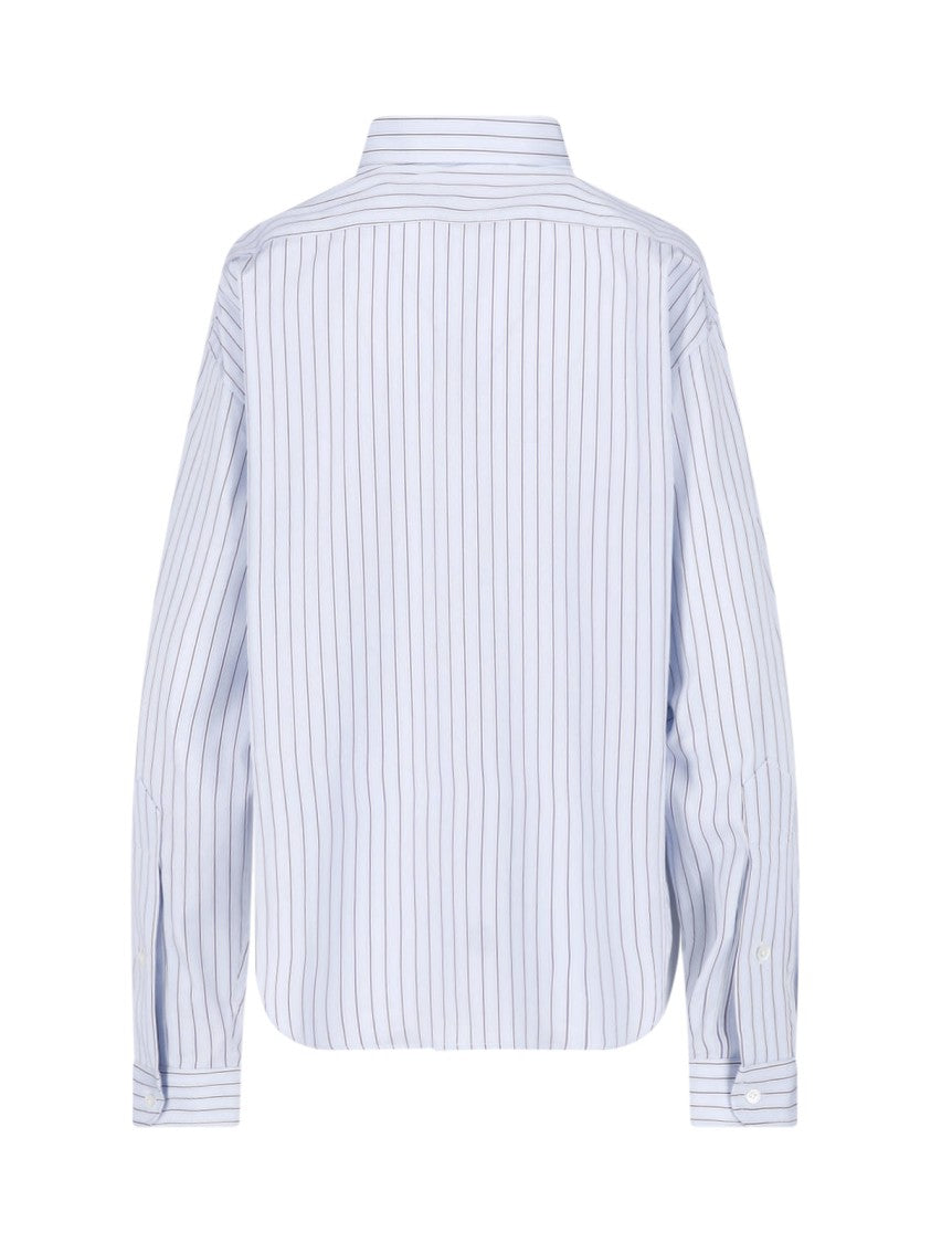 Vaquera Blue Belted Striped Cotton Shirt