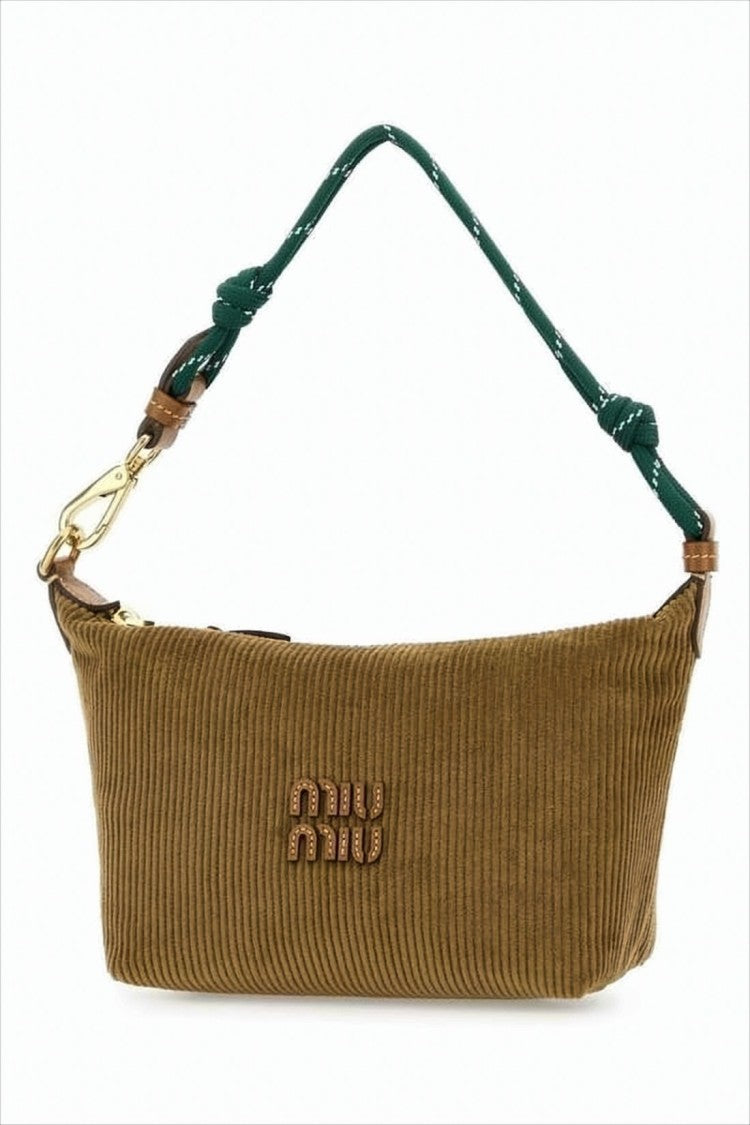 Miu Miu Ribbed Cotton Clutch With Knotted Strap
