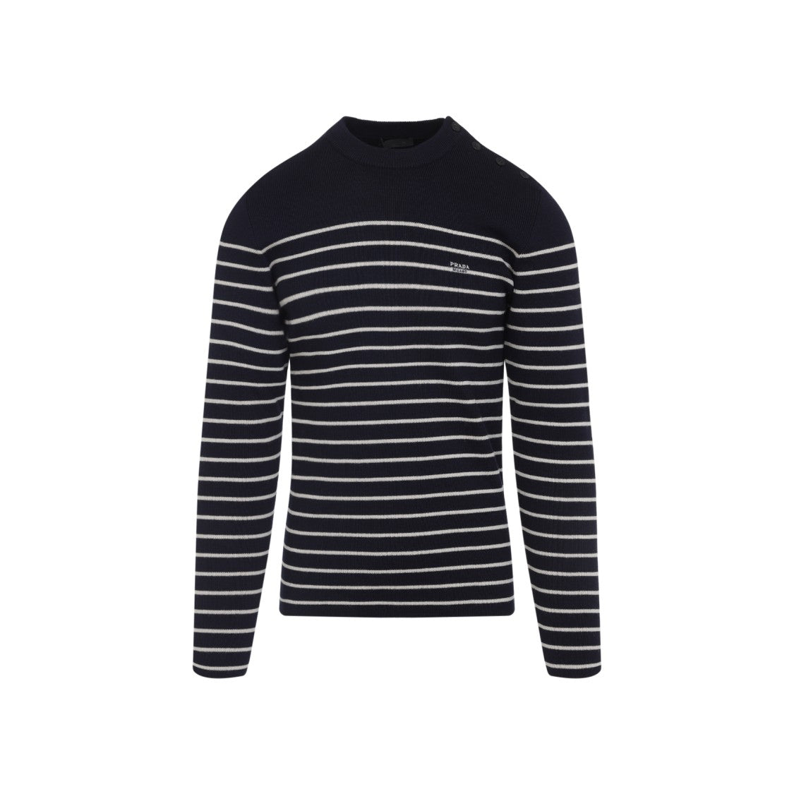 Prada Blue Virgin Wool Crew Neck Sweater