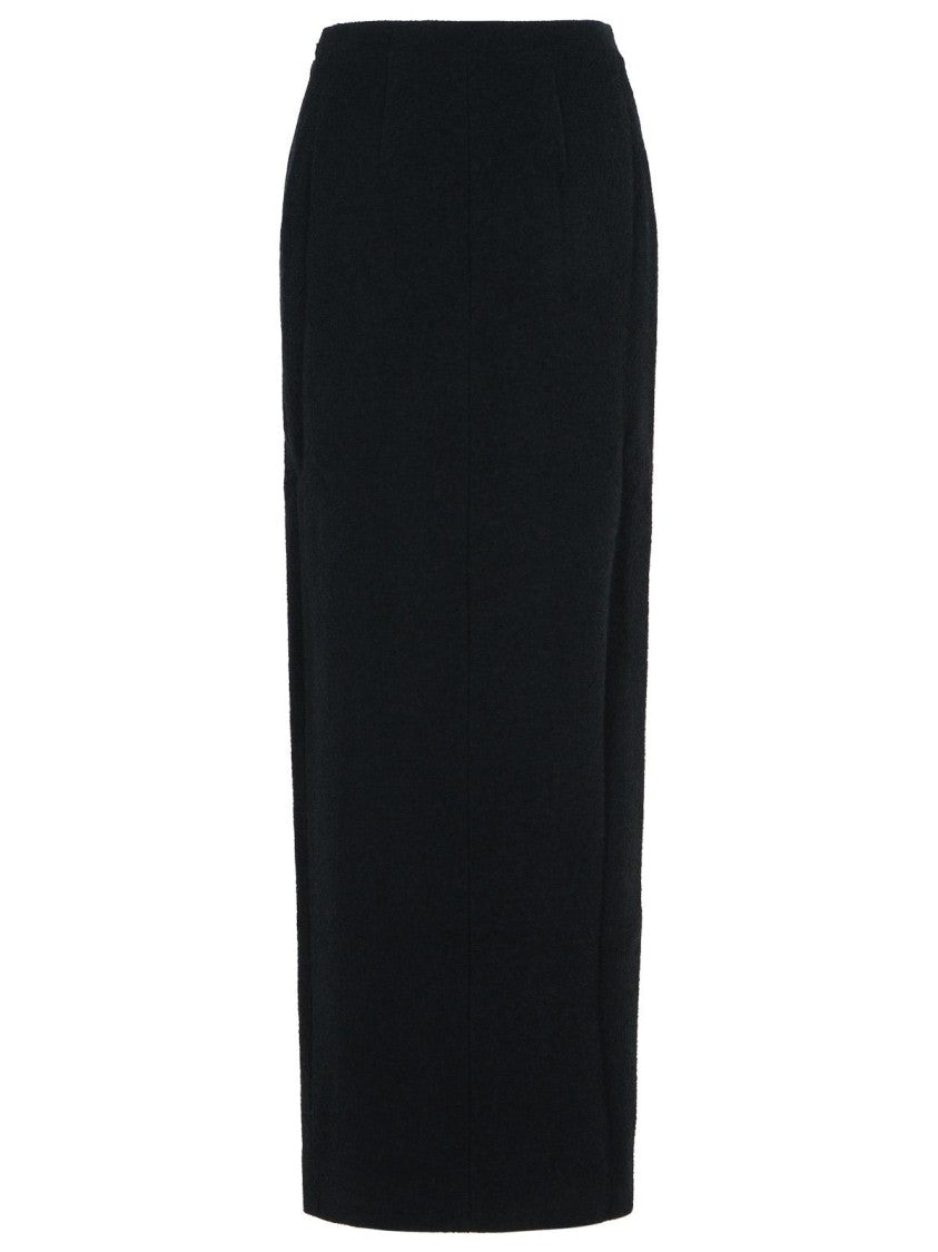 Alessandra Rich Long Skirt In Black Virgin Wool Blend