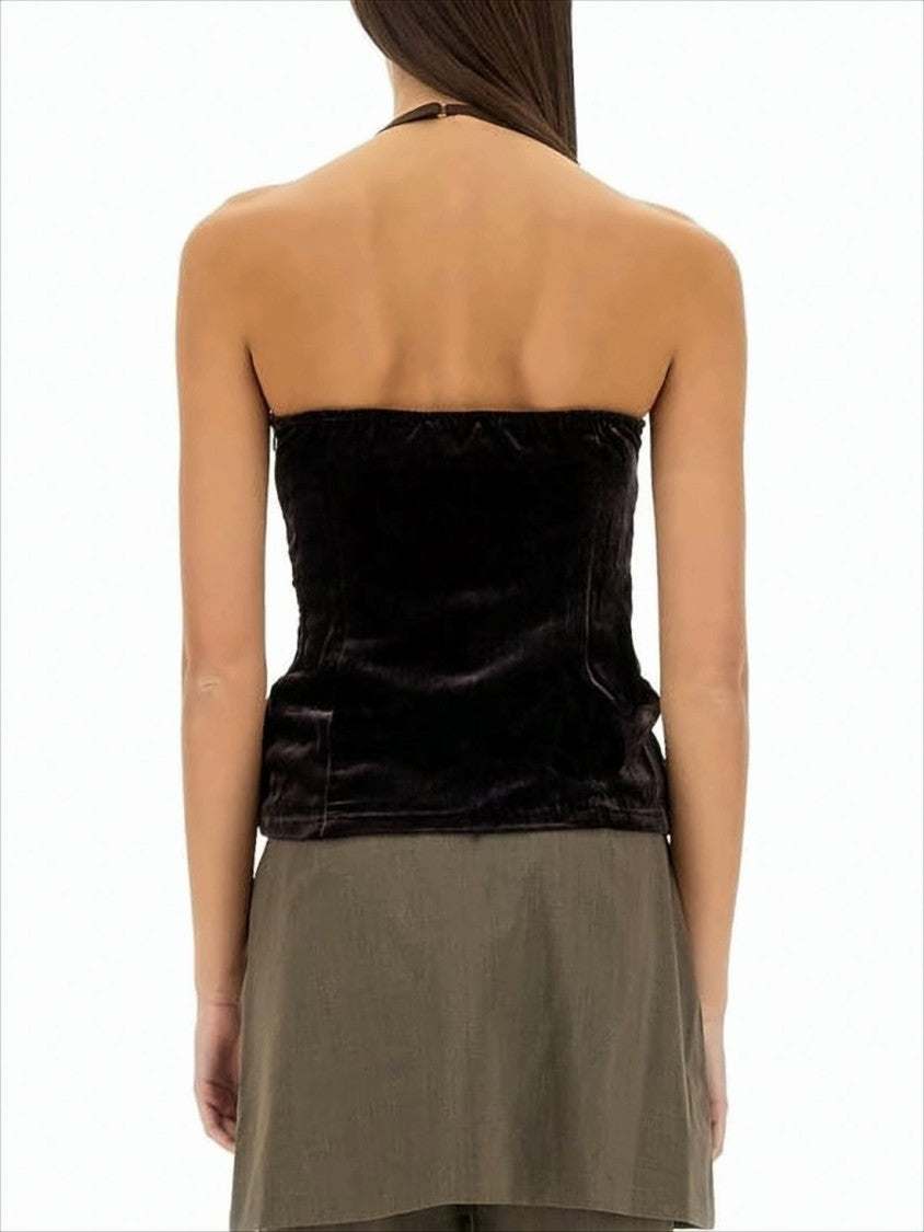 Paloma Wool Strapless Black Sleeveless Top With Subtle Sheen