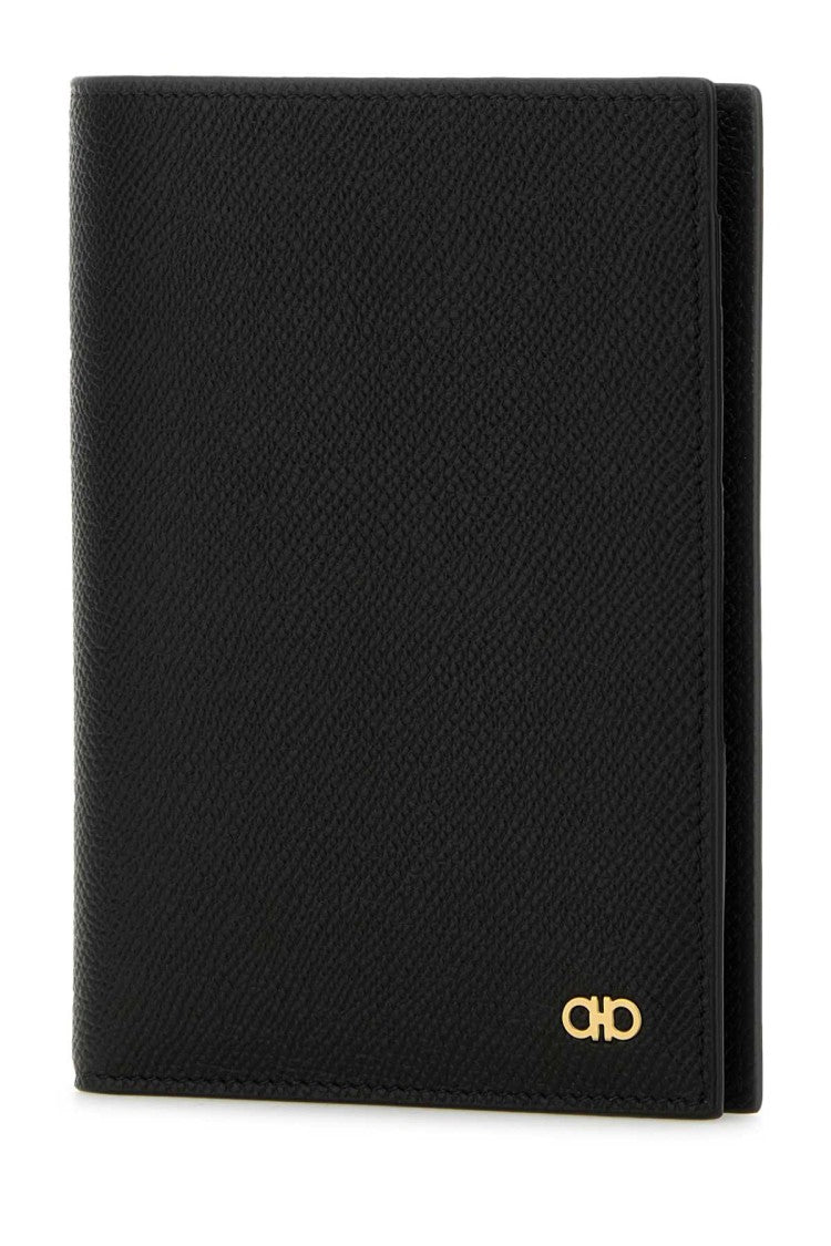 Salvatore Ferragamo Black Leather Passport Holder
