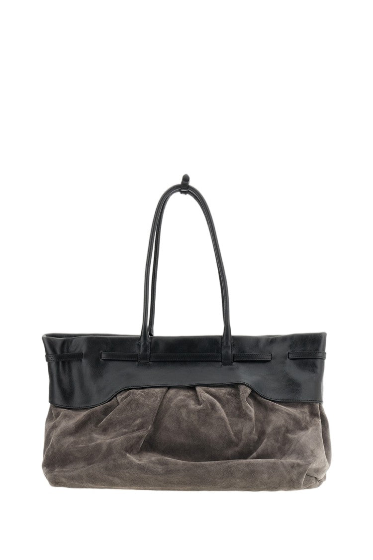 Margesherwood Grey Black Soft Grandma Layered Suede Shoulder Bag