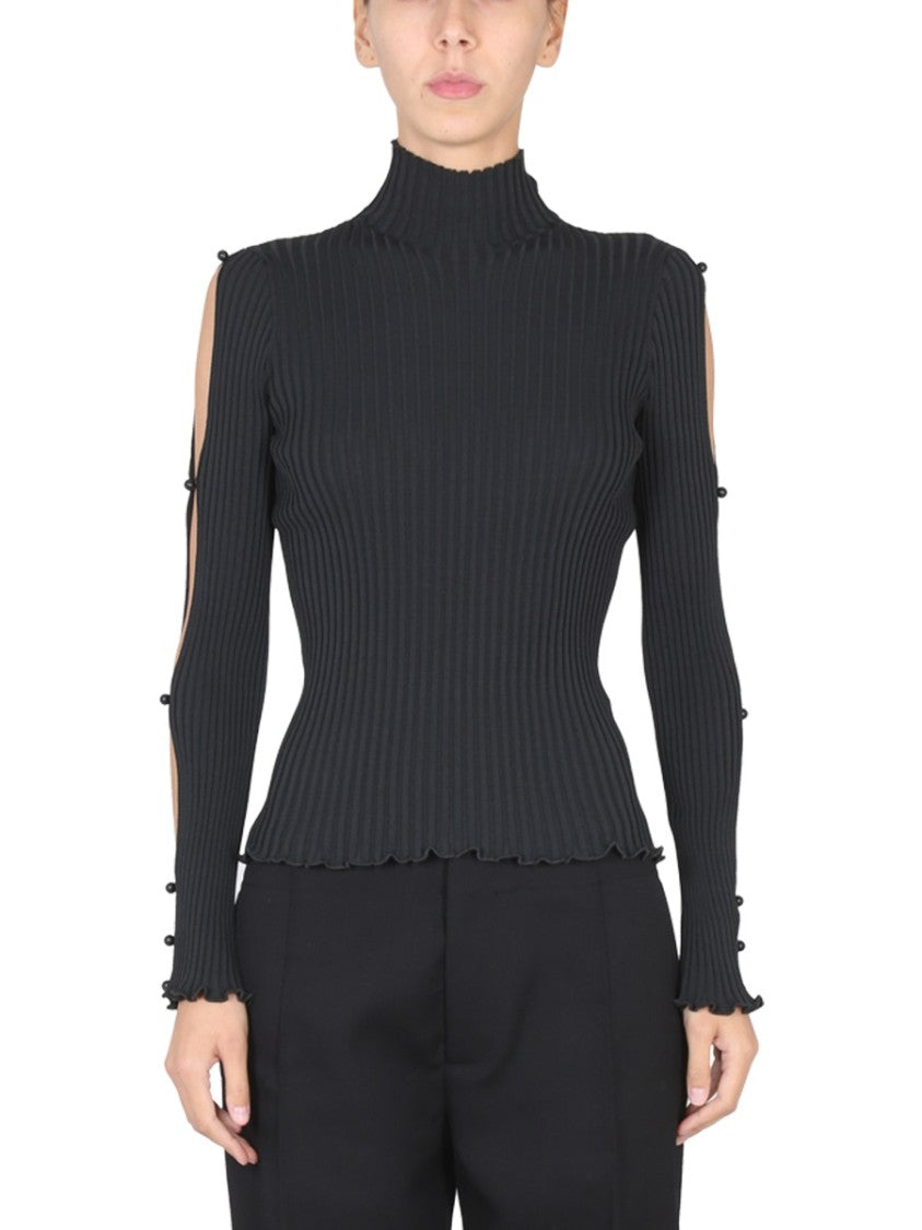 Bottega Veneta High Neck Turtleneck Sweater With Textured Knit Design