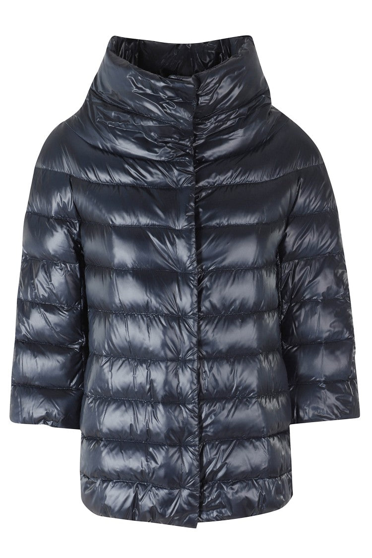 Herno Blue Aminta High Collar Quilted Polyamide Down Jacket