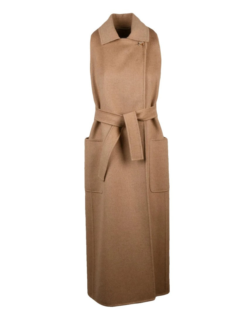 Max Mara Beige Camel Belted Vest