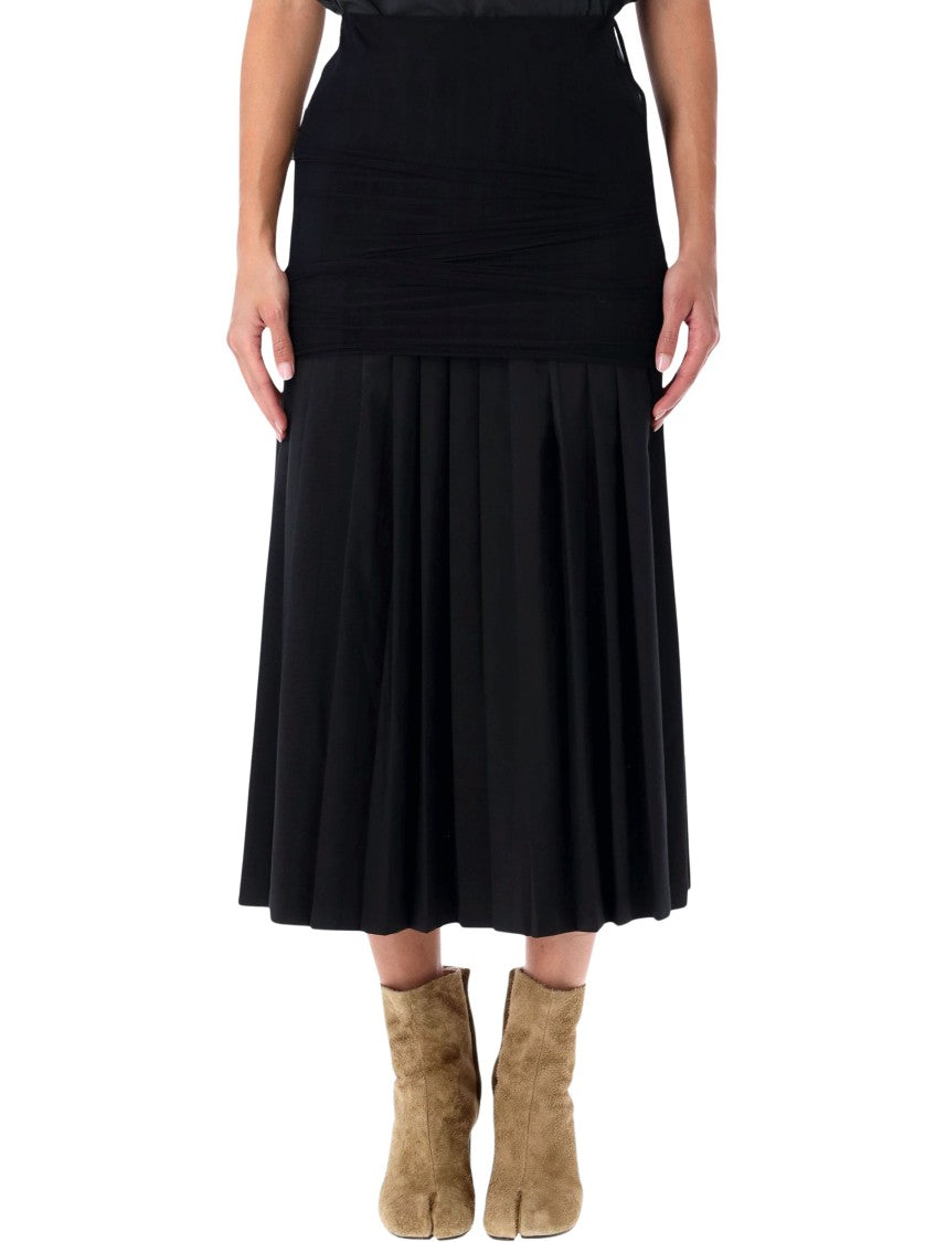 Mm6 By Maison Margiela Wool-Blend Pleated Midi Skirt