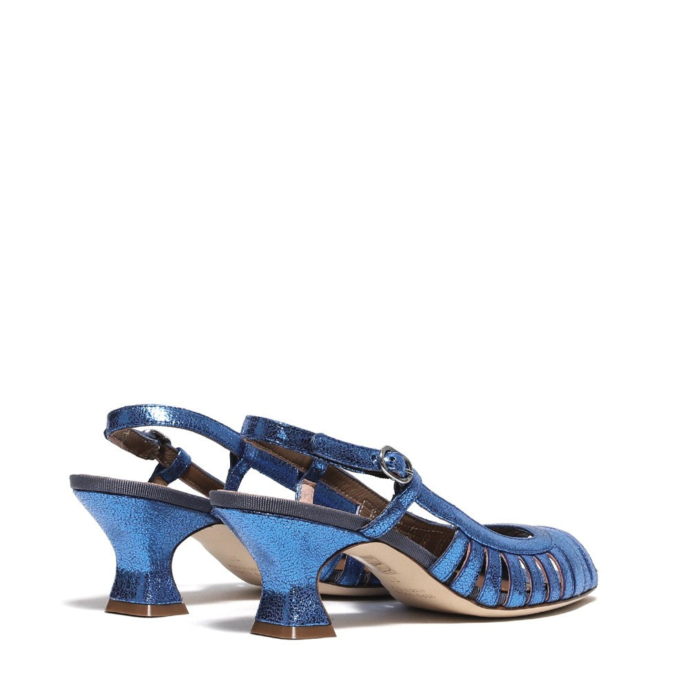 Gielle Bluette Laminated Leather Strap Sandal