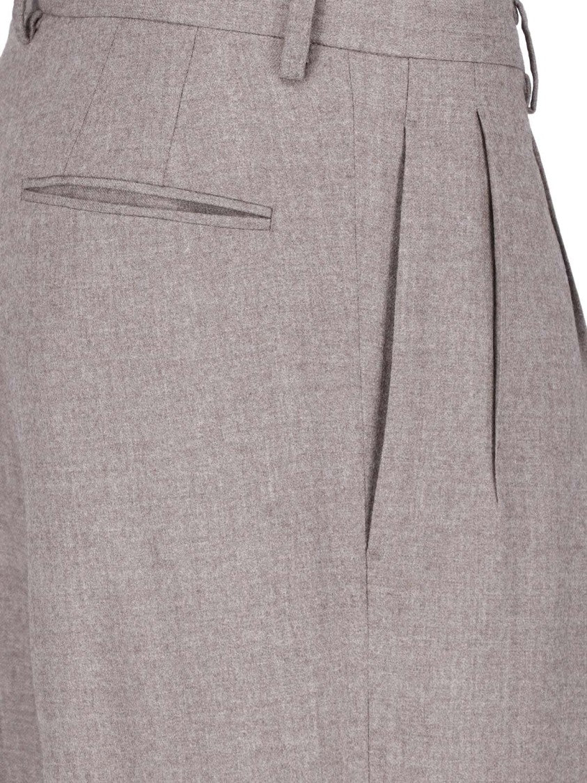 Auralee Tailored Brown Wool Trousers With Straight-Leg Silhouette