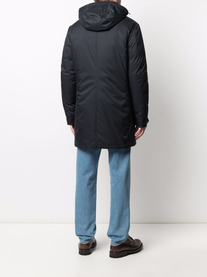 Moorer Navy-Blue Down-Feather Parka With Classic Hood