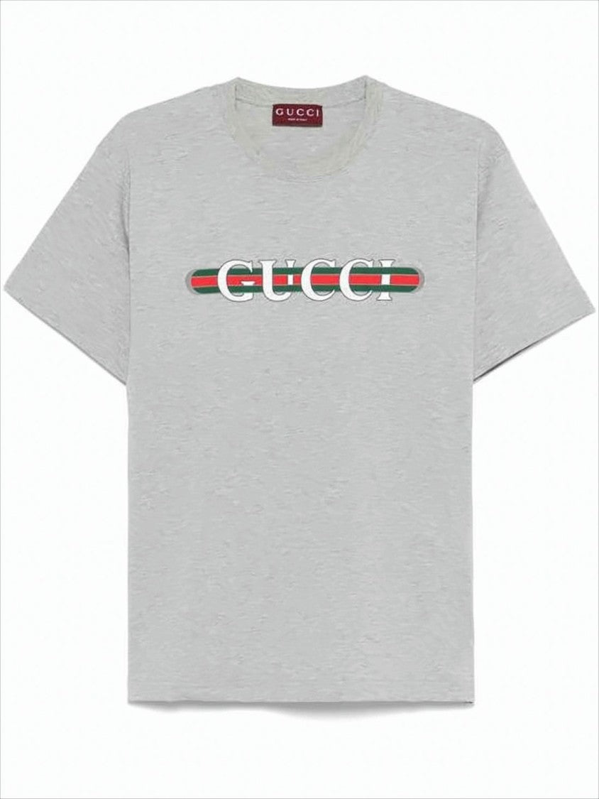 Gucci Short-Sleeve Cotton T-Shirt With Bold Stripe