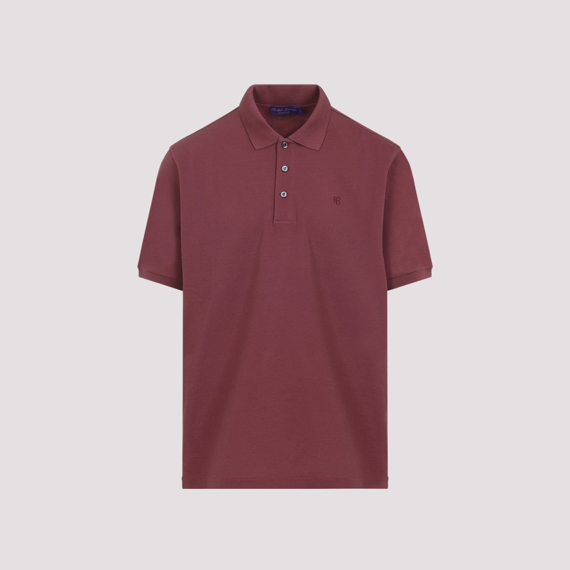 Ralph Lauren X Purple Label Burgundy Cotton Piqué Polo With Tonal Logo Embroidery