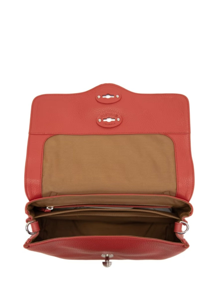 Zanellato Red Studded Detailing Top Handle Shoulder Bag