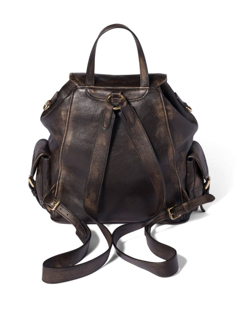 Miu Miu Brown Distressed Leather Flap Vintage Bag