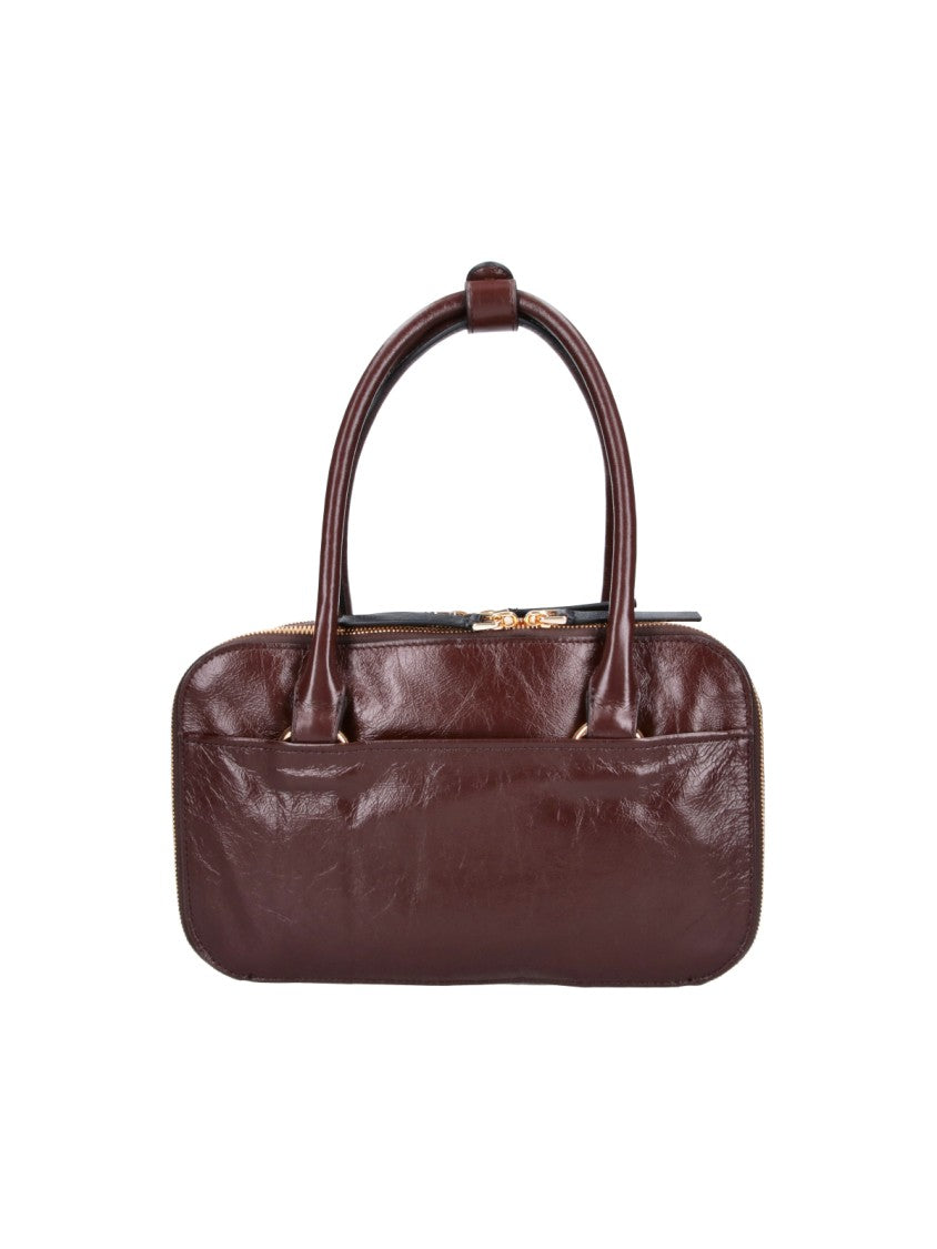 Marni Brown Patent Leather Boxyne Top Handle Bag