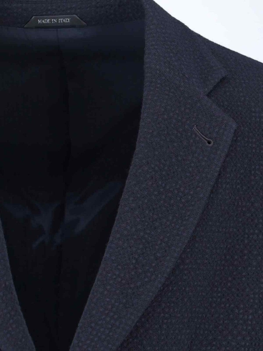 Giorgio Armani Textured Navy Blazer With Classic Lapel And Tailored Silhouette