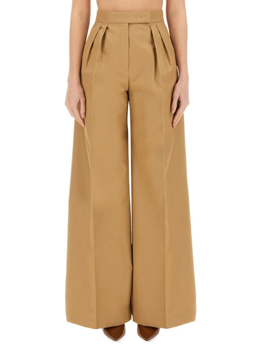 Max Mara Flowing High-Waist Wide Leg Pants Crafted From Cotton