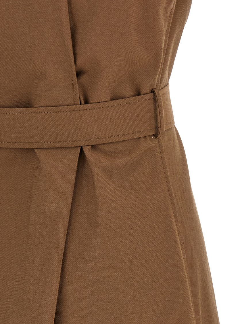 Brunello Cucinelli Techno Cotton Midi Dress With Chemisier Style And Hourglass Silhouette