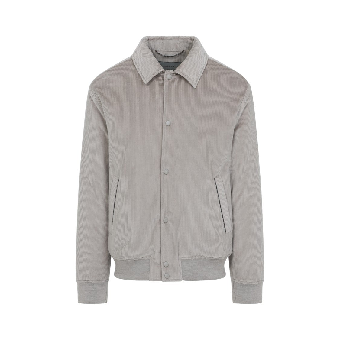 Canali Classic Corduroy Bomber Jacket In Soft Light Grey
