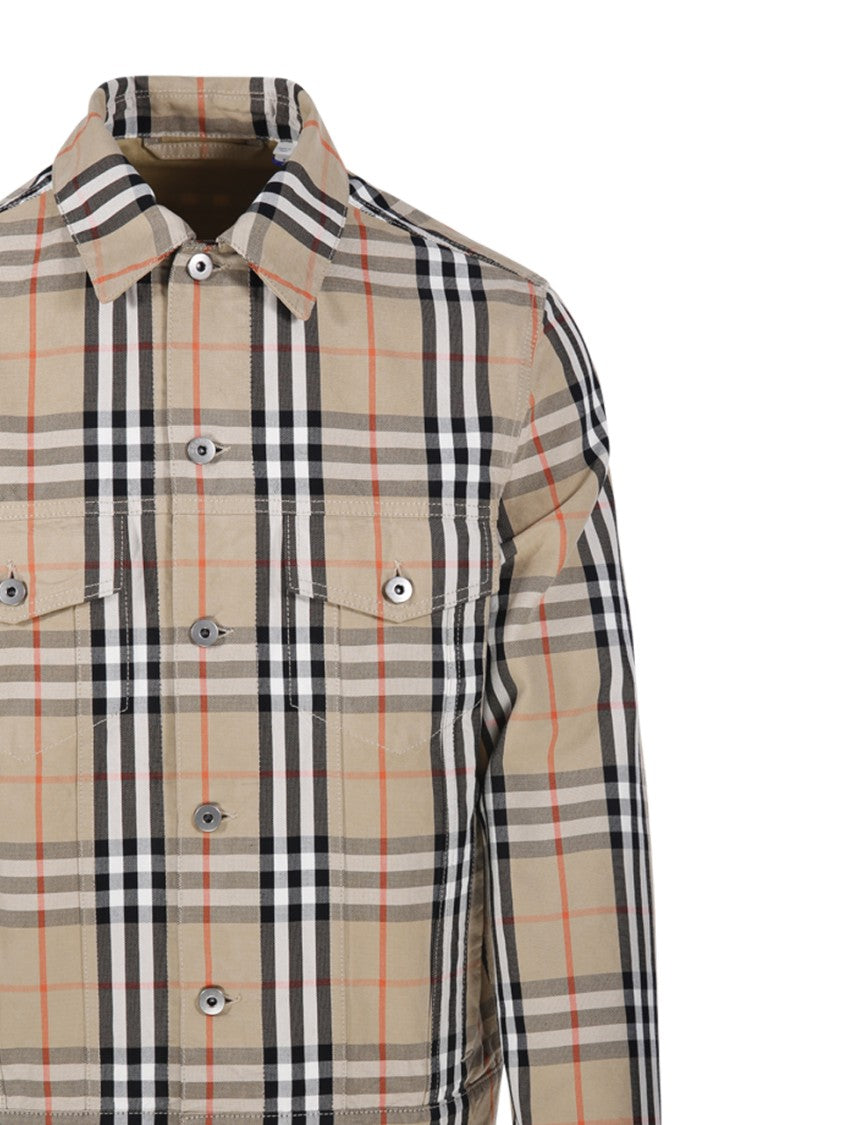 Burberry Tailored Cotton Jacket With Classic Plaid Pattern