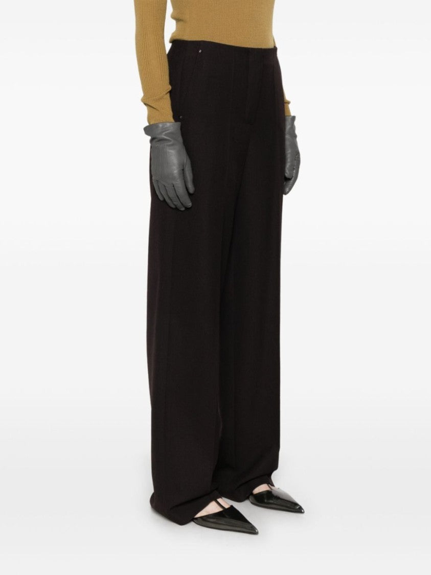 Fendi Wide-Leg Dark Violet Trousers With High Waist And Pleated Front