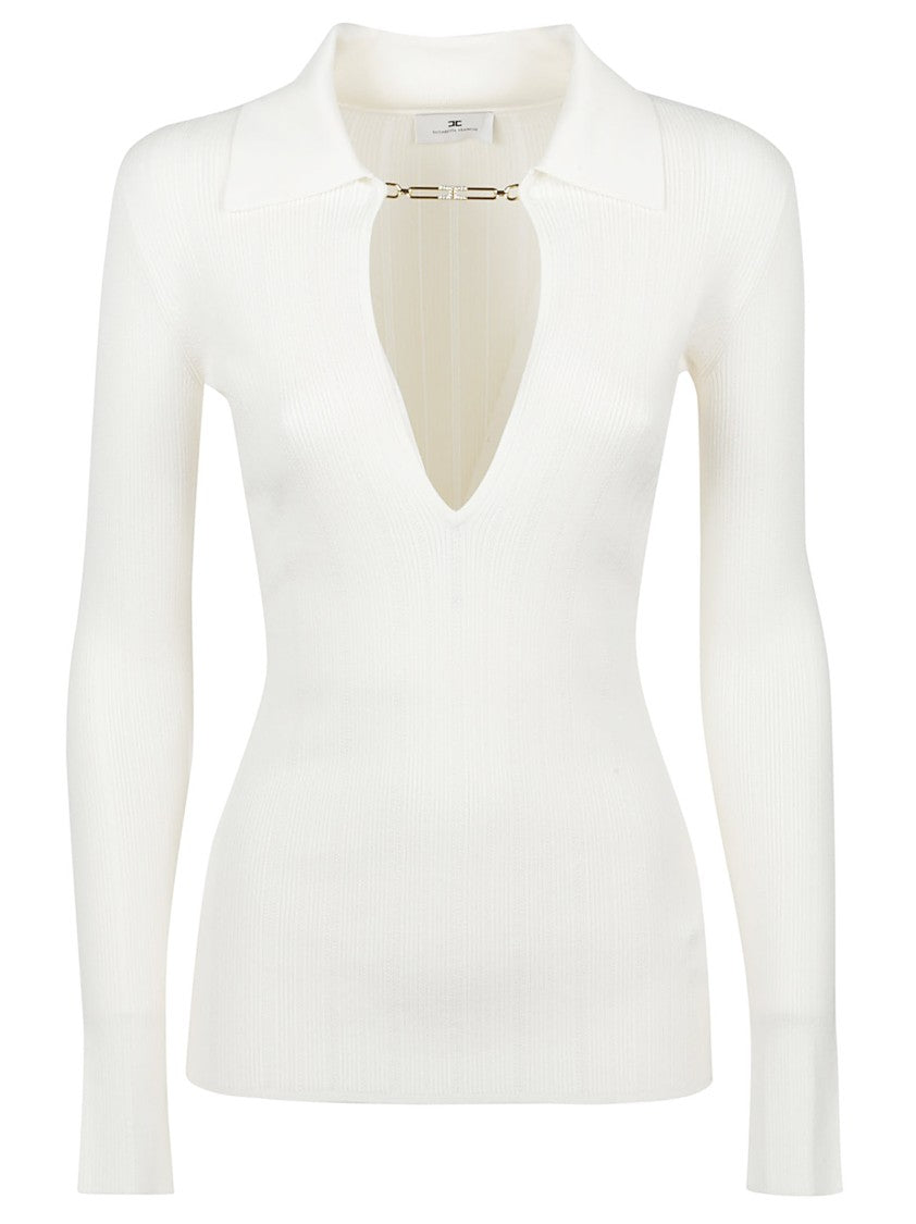 Elisabetta Franchi Tricot Lyocell-Blend Deep V Sweater