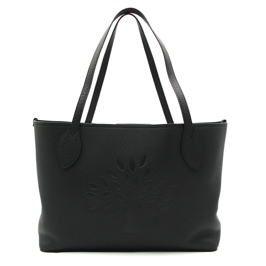 Mulberry Textured Black Tote Bag With Embossed Design