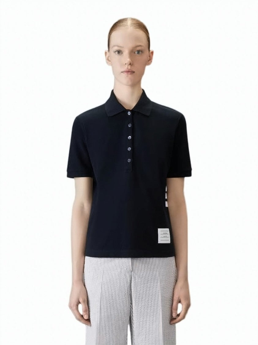 Thom Browne Short-Sleeved Polo Shirt With Classic Collar And Button Placket