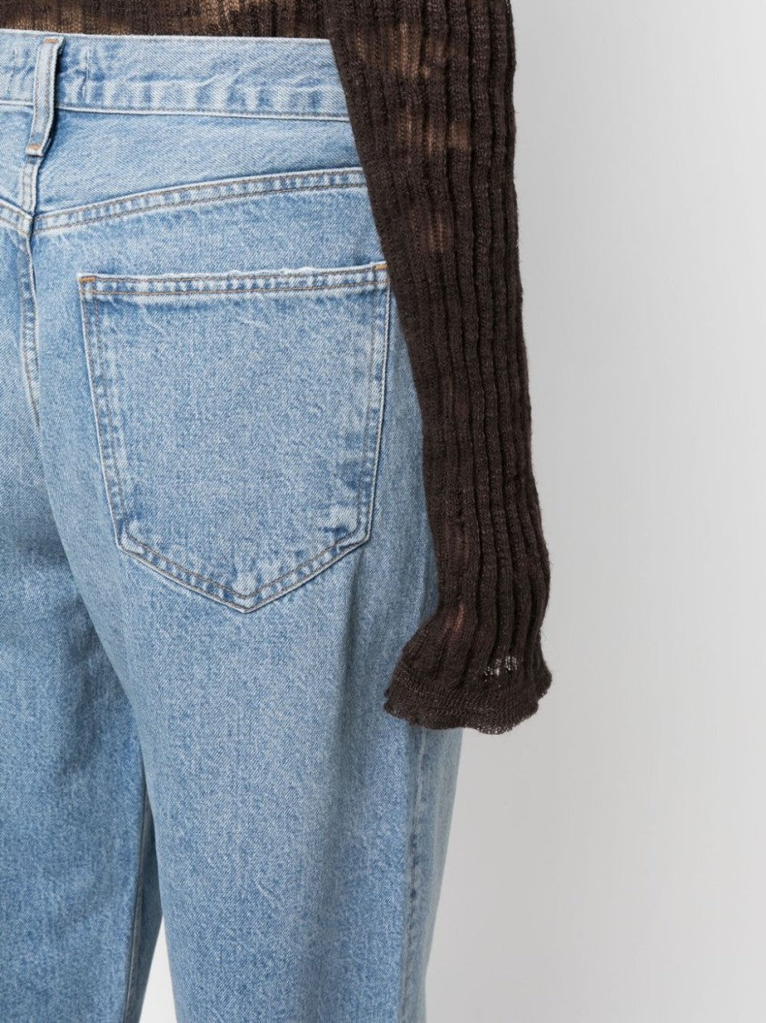 Agolde Light Blue Wash Relaxed Wide-Leg Jeans