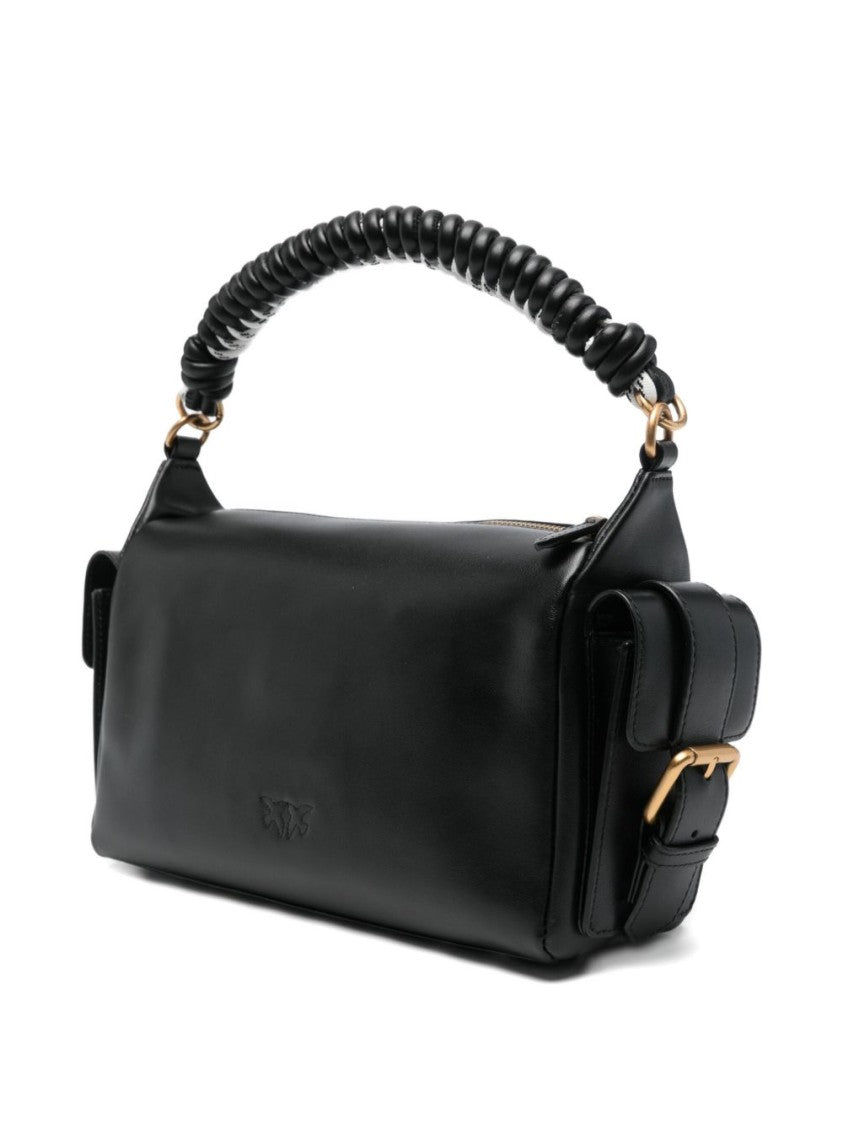 Pinko Nero E Oro Leather Shoulder Bag