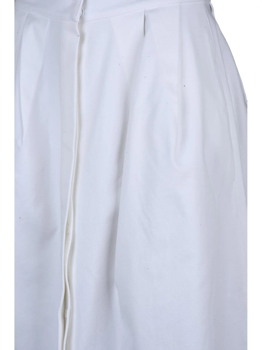 Max Mara Alcade Long Cotton Skirt With High Waist And Pleated Detailing