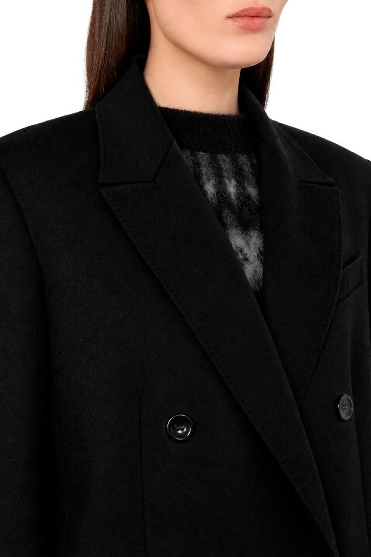 Max Mara Black Msthobby Double-Breasted Virgin Wool Blazer