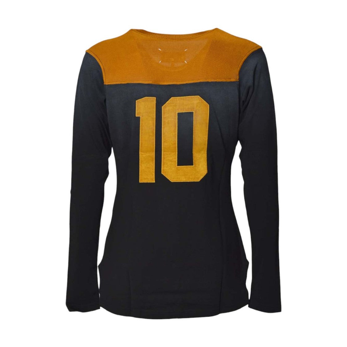 Maison Margiela Sporty Black Sweater With Mustard Accents And Number Details