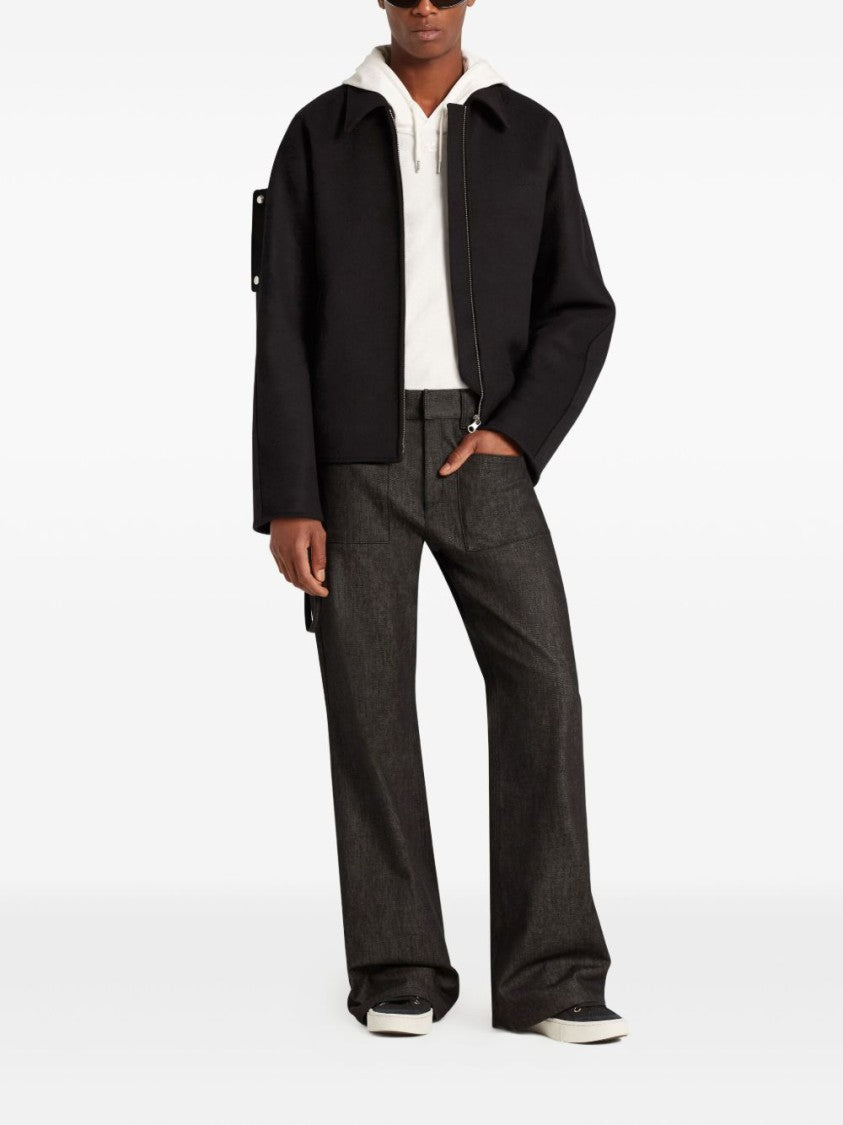 Courrèges Black Pointed Collar Shoulder Tab Jacket