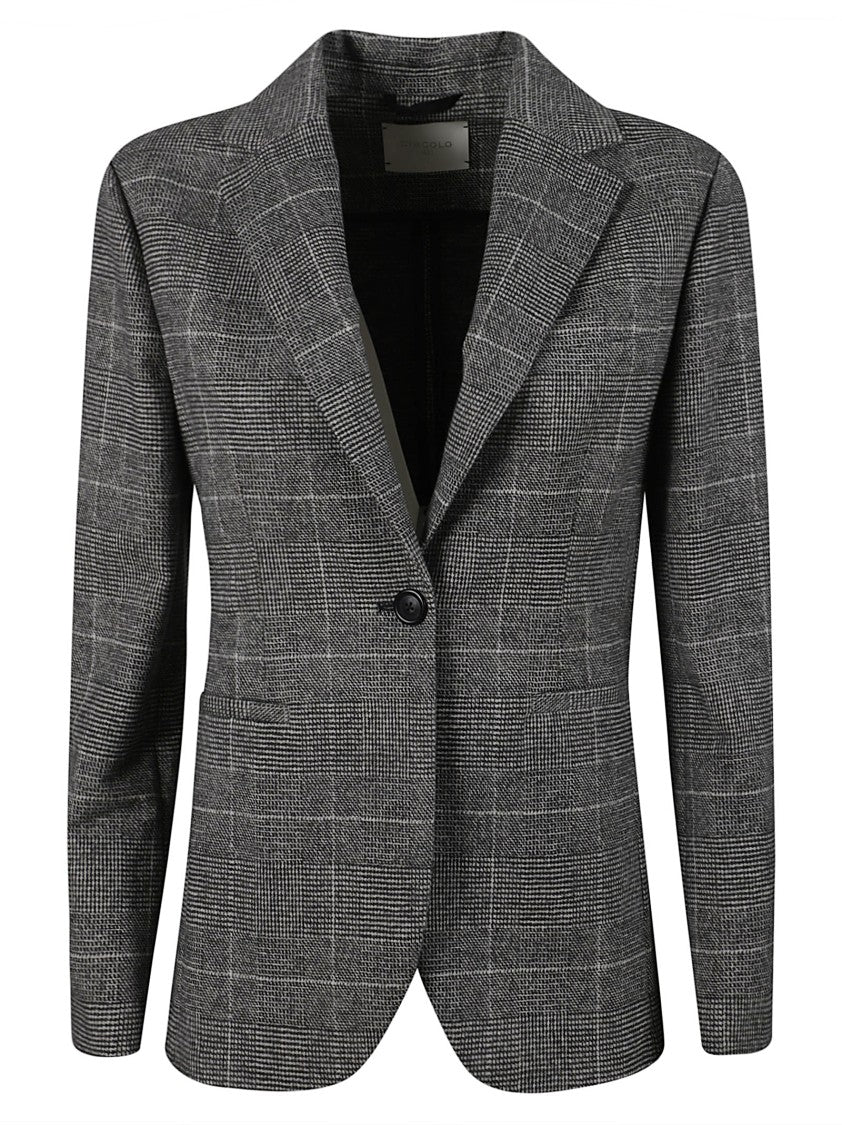 Circolo 1901 Tailored Check Blazer With Notched Lapel And Button Closure