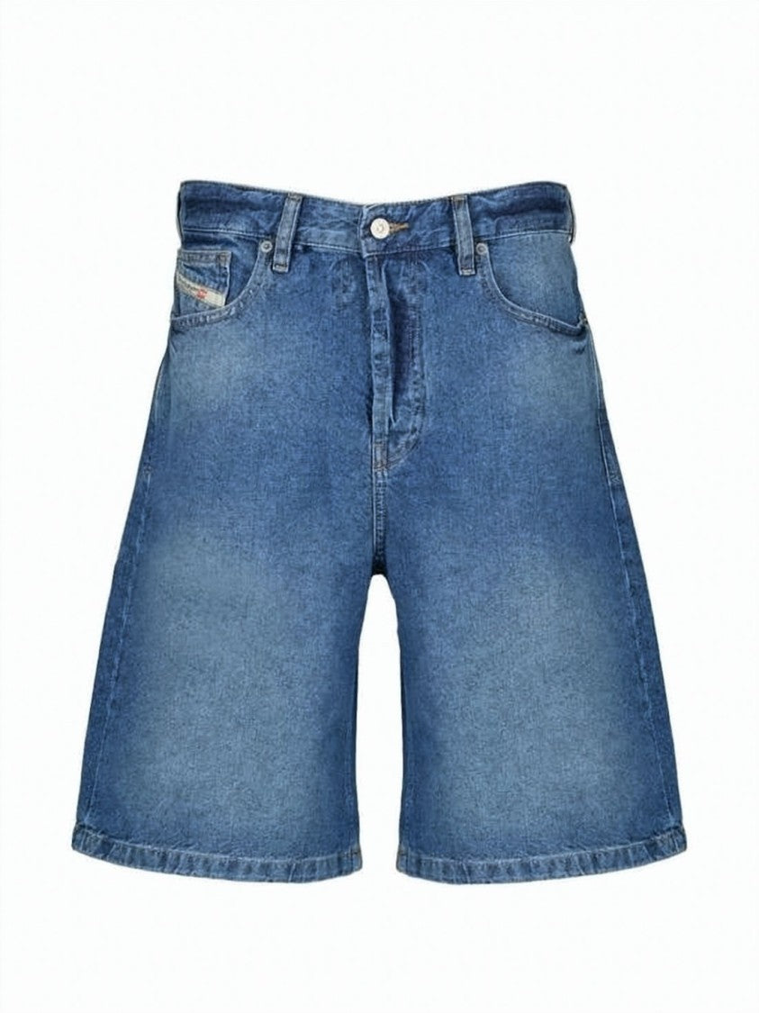 Diesel Medium Blue Denim Shorts With Classic Five-Pocket Design