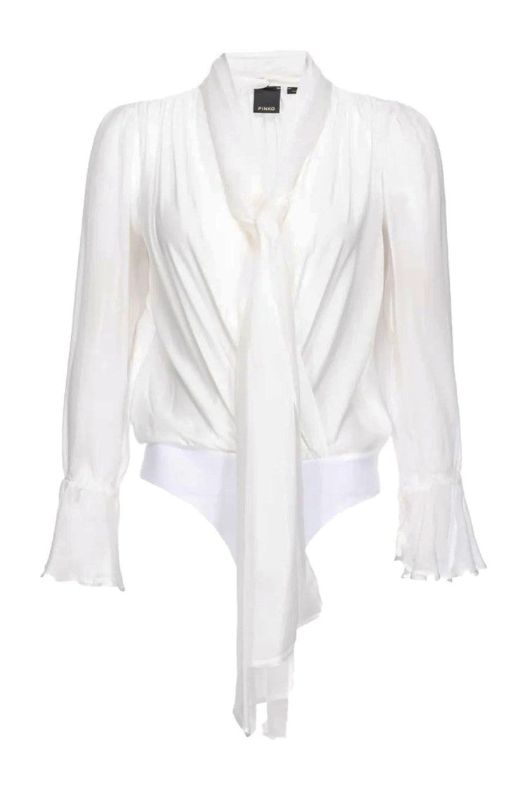Pinko White Long-Sleeved Bodysuit