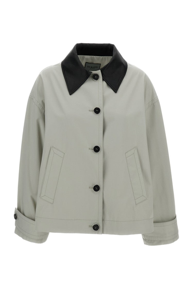 Durazzi Milano Cotton Jacket With Contrasting Leather Collar