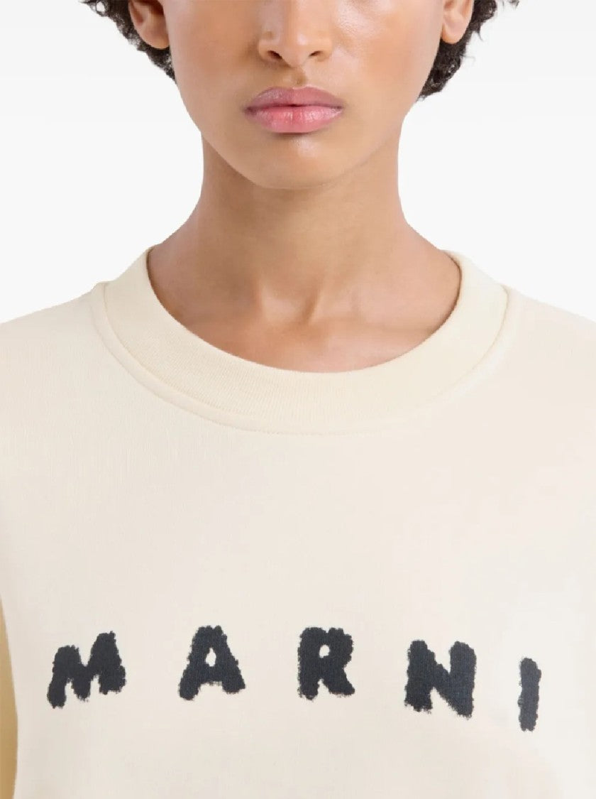 Marni Cropped Sweatshirt With Bold Textured Logo