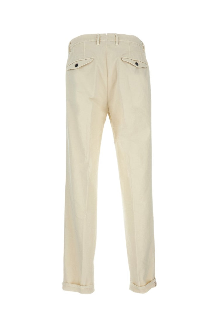 Incotex Cropped Cream Tailored Trousers With Minimalist Design