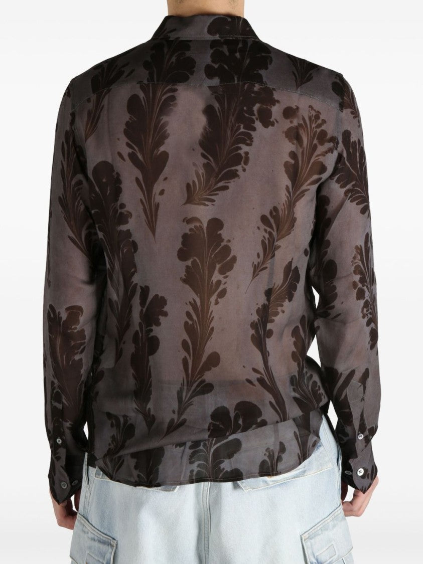 Dries Van Noten Dark Grey Classic Button Long Shirt