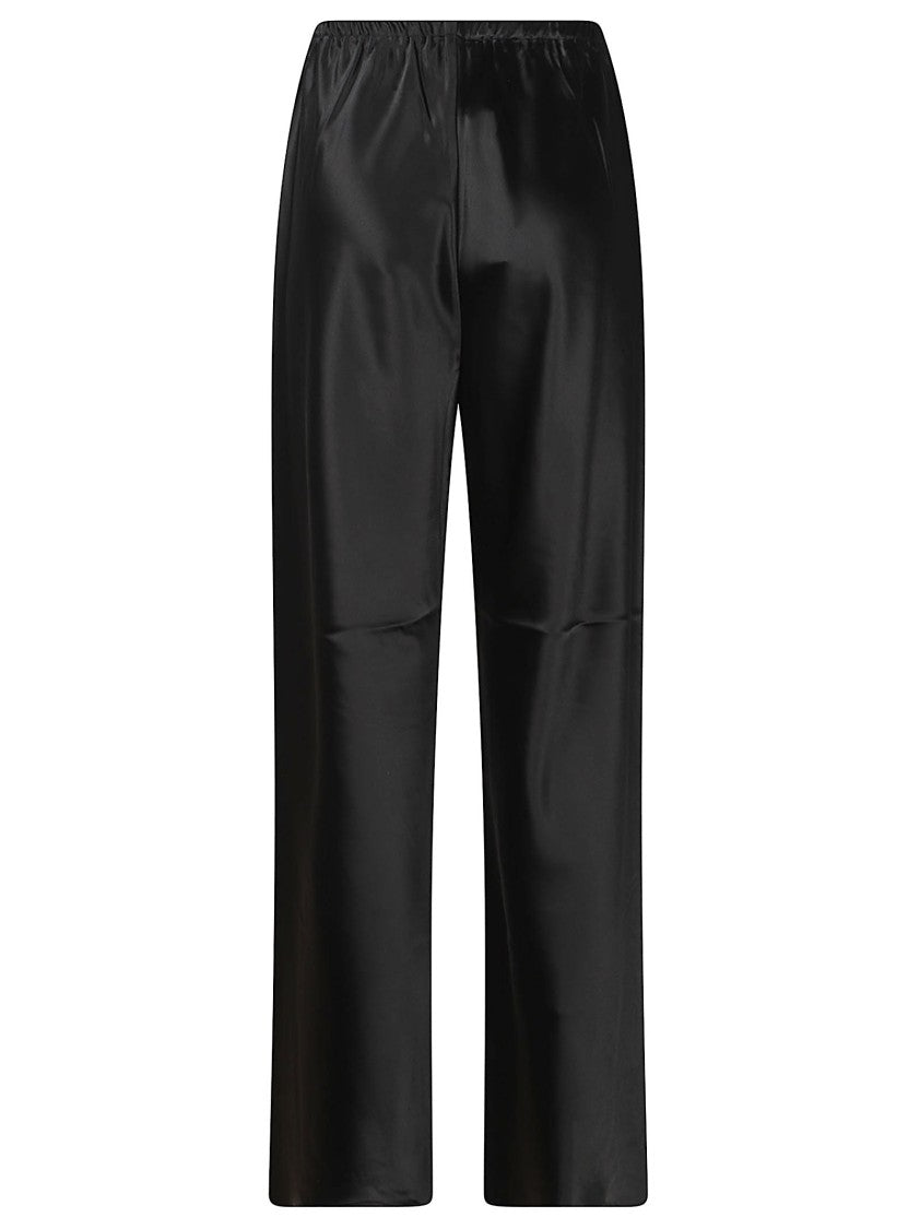 Almada Label Relaxed Fit Black Satin Pants With Elastic Waistband